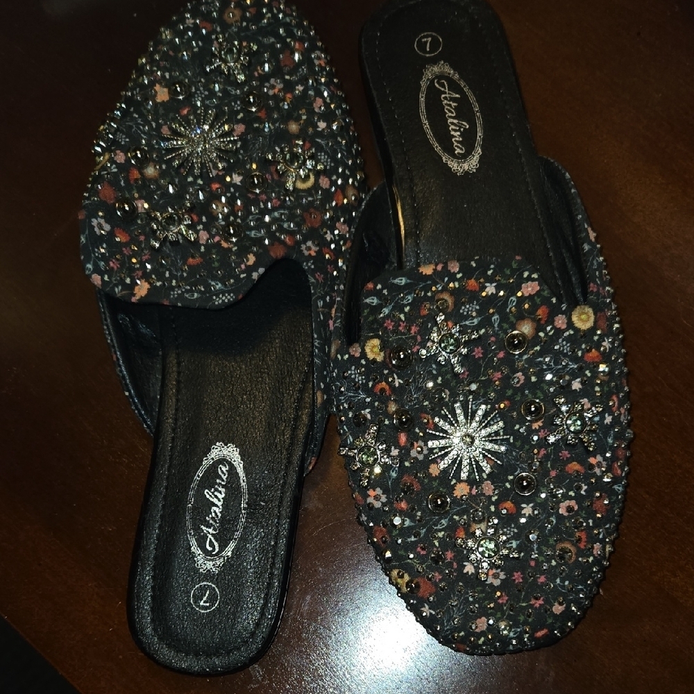 ATALINA 7 COMFY UNIQUE ACCENTED SLIDES FAIRY WHIMSY WITCHY FLASHY SHINY MERMAID - Picture 5 of 15